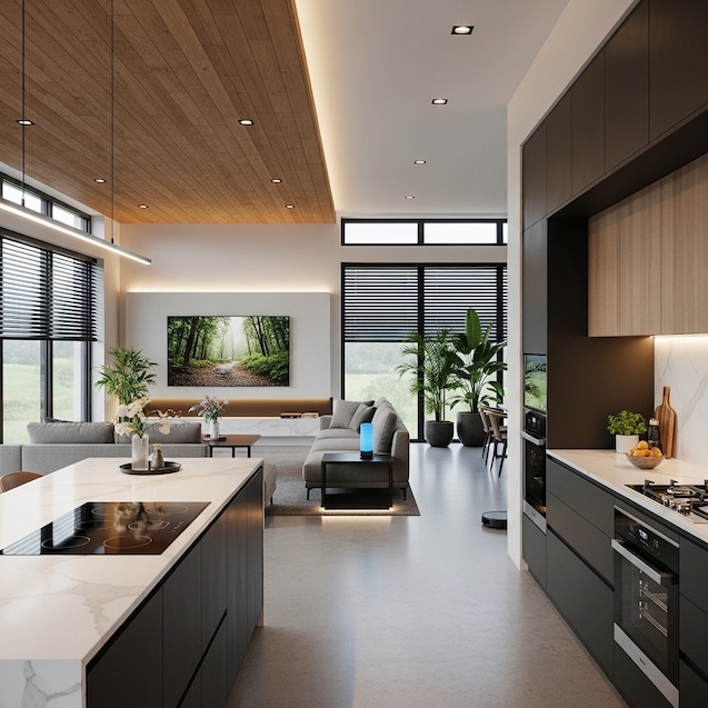 Modern smart home living room